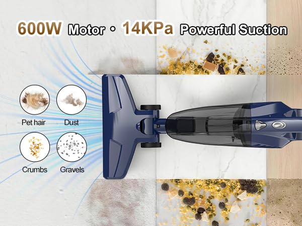 Sancorp Blue Corded Small Stick Vacuum Cleaner - Lightweight, 14KPa Suction, 3-in-1 Handheld & Upright