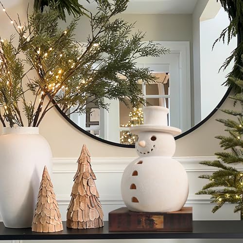 Christmas Decorations, 10.2" Handmade Terracotta Snowman Figurine