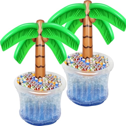 2 Pack Inflatable Palm Tree Cooler - 60" Pool Party Tropical Decor