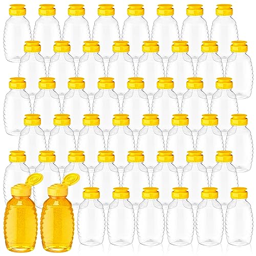 12 oz Plastic Honey Bottles with Lids - Refillable Pack of 48
