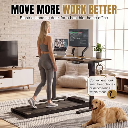 Furmax Rustic Brown 45-Inch Electric Standing Desk with Phone Holder - Home Office