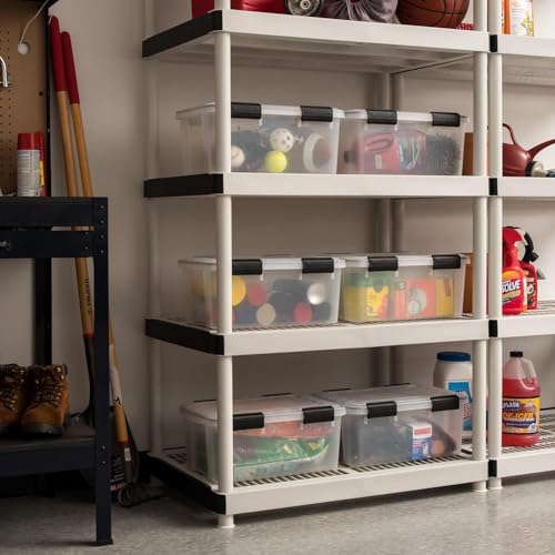19 Qt Storage Bins with Gasket Lids - 6 Pack Clear/Black, Airtight Weatherproof Containers
