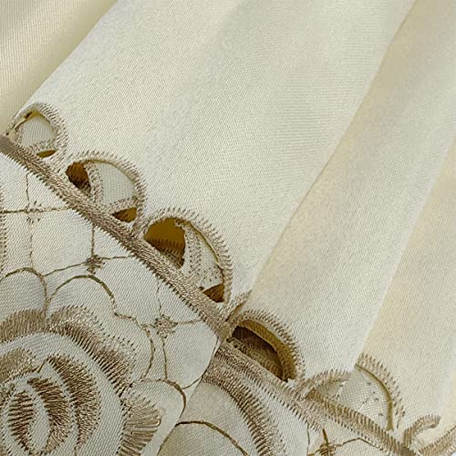 MULBESS Beige Round 68" Lace Tablecloth - Wrinkle-Free, Stain-Resistant Poly Fabric