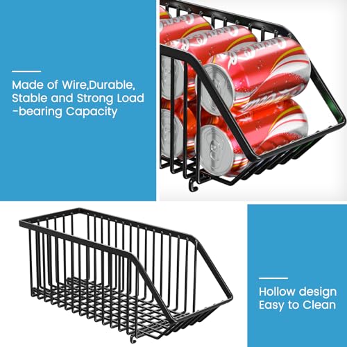 Black 6-Pack Soda Can Storage Organizer Stacking Dispenser for Fridge & Pantry