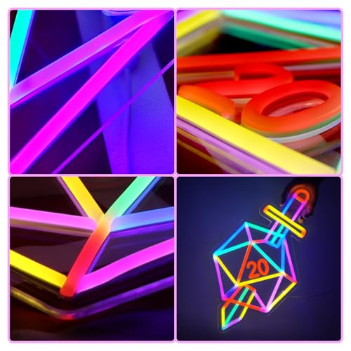 Dimmable Dice Neon Sign for Gaming Room Decor - USB Powered, 16.5x10.6 inches