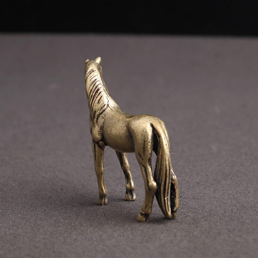 TEAMWILL Brass Horse Figurine - Elegant Small Statue for Home or Office Décor