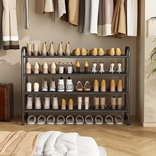 4 Tier Long Shoe Rack Organizer for Closet - Black