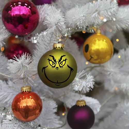 10 Pcs Christmas Ornament Decorations, Vinyl Stickers - 2.2*2.2in, Waterproof, DIY Face Stickers for Windows & Parties