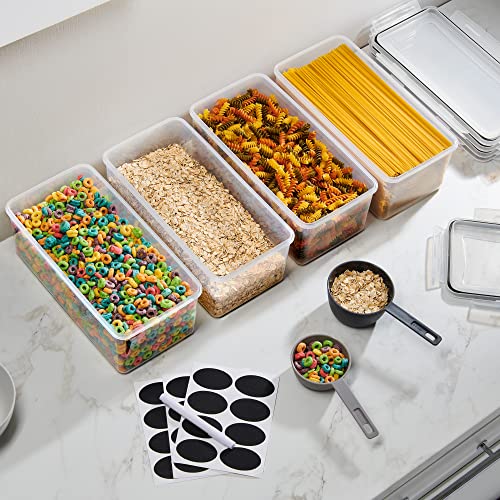 DWËLLZA KITCHEN Horizontal Airtight Food Storage Containers Set of 4, 3.2L BPA-Free Pasta Canisters