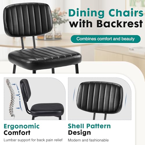 Mid Century Modern Black Dining Chairs Set of 2 - Durable & Stylish Kitchen Seating