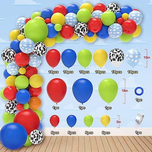 Toy-Inspired 2nd Birthday Decorations Set - 105 Pcs Party Supplies with Banner Balloons Backdrop