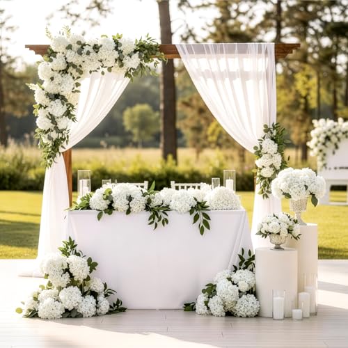 Ivory Hydrangea Artificial Flowers Bulk - 64 Pcs Silk Blooms for DIY Decor