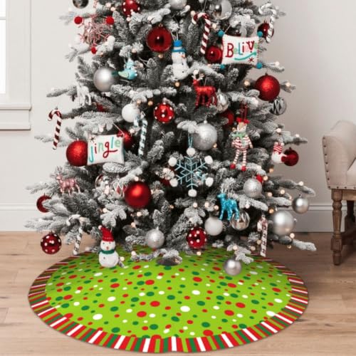 CAIBO Polka Dot 30in Christmas Tree Skirt - Indoor/Outdoor Holiday Decor (Small)