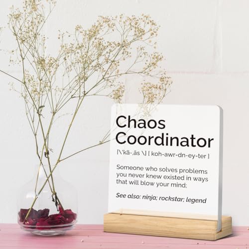 AACQQ Chaos Coordinator Appreciation Acrylic Sign - Thank You Gift for Boss, Nurse, Teacher, Manager, Family, Women & Men
