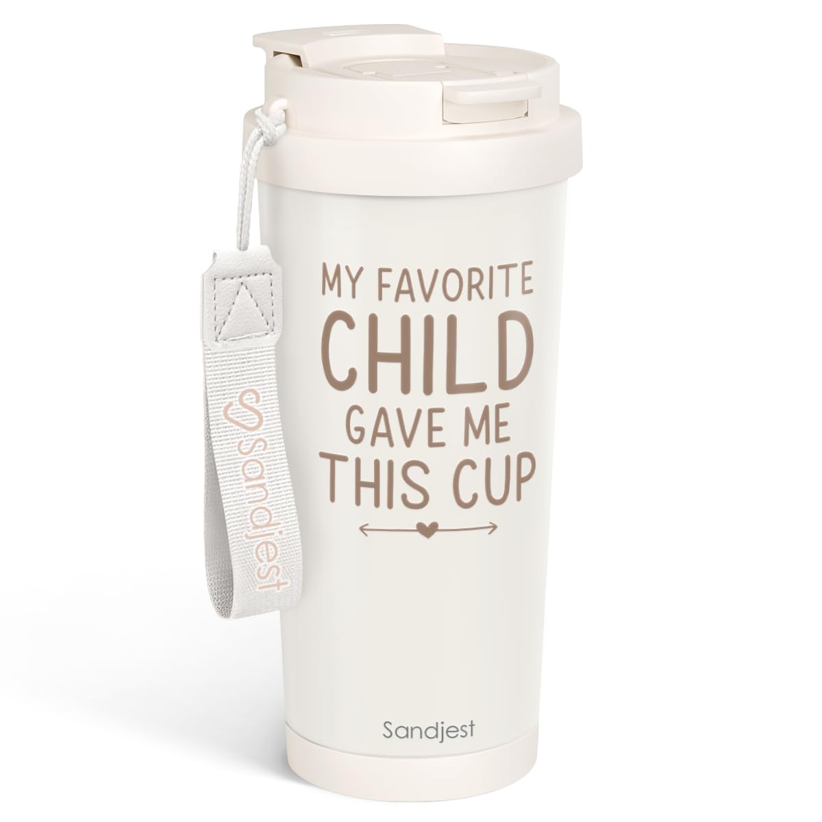 Mom Gift from Son Daughter, Stainless Steel 2-in-1 Lid Coffee Tumbler 18 oz, My Favorite Child Gave Me This Cup Insulated Travel Mug for Women Mother Mama, Gift Idea for Birthday Christmas Mothers Day