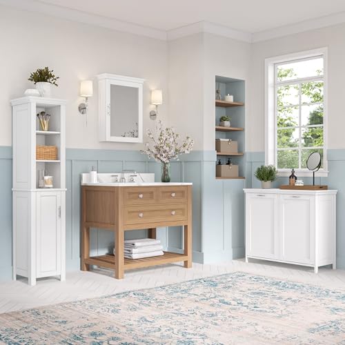 Wall Cabinet for Bathroom Medicine Storage with Mirror - White, 19.3 x 6 x 24.9 Inches - Soft Close Hinges