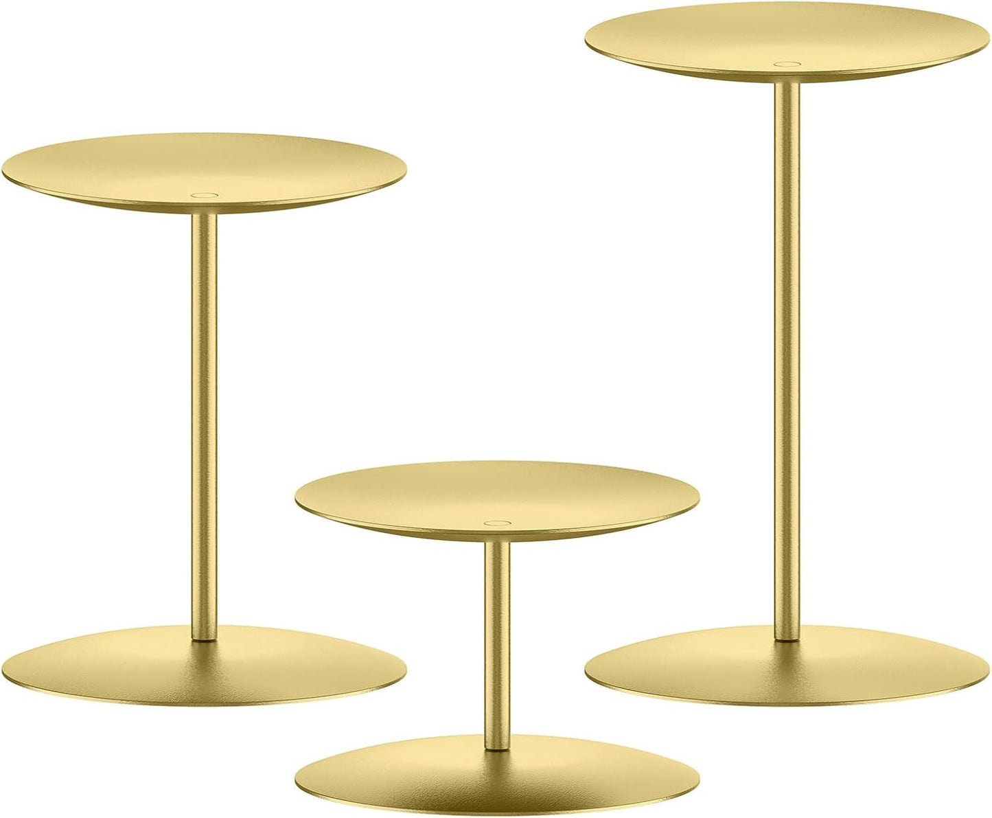 Smtyle Gold Metal Candle Holder Set - Elegant Pillar Candle Holders for Weddings | Minimalist Farmhouse Decor (Set of 3)