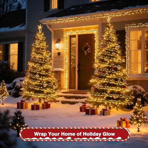 Dofulay 1200 LED Christmas Firecracker String Lights 88FT Waterproof Warm White
