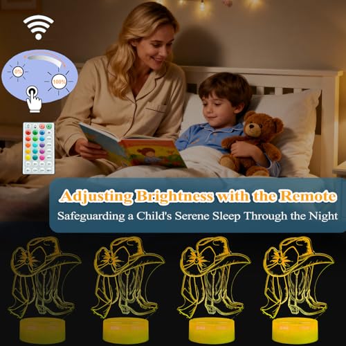 Cowgirl Night Light 3D Illusion Lamp with 16 Colors & Remote Control - Color 11