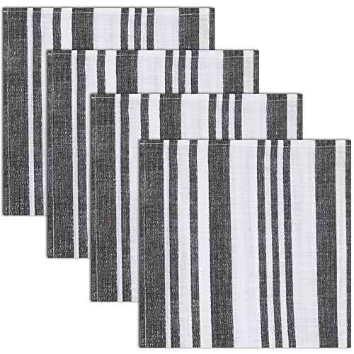 RUVANTI Cloth Napkins Set of 12 Cotton 100%, 20x20 Inches Napkins Cloth Washable, Soft, Absorbent. Cotton Napkins for Parties, Christmas, Thanksgiving, Weddings, Dinner Napkins Cloth - Grey Stripes