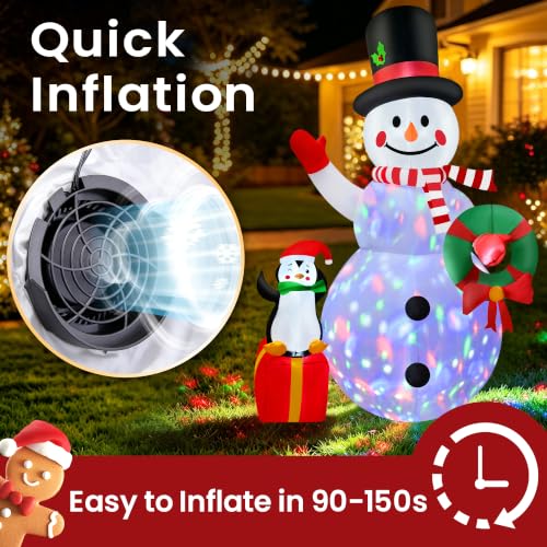 8FT Inflatable Snowman Christmas Yard Decor with LED Lights