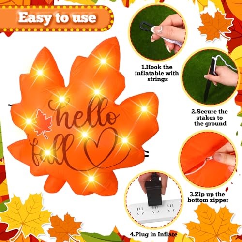 5.25ft Fall Maple Leaf Inflatable LED Thanksgiving Yard Decor - Outdoor Festive Decoration