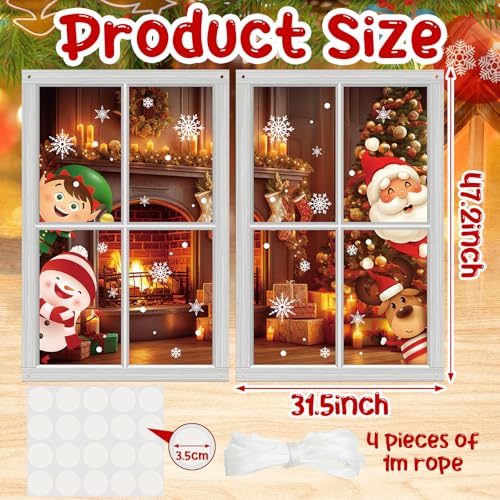 HunnmingRe 2 Pcs Christmas Santa Claus Window Covers Xmas Door Cover