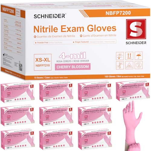 Schneider Nitrile Exam Gloves Medium 1000 Pairs Powder & Latex Free Pink