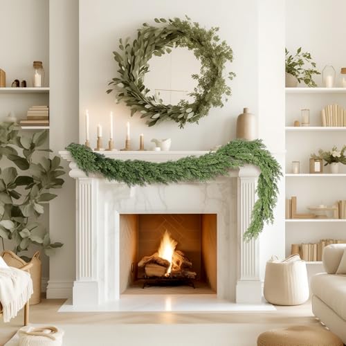 WBHome Real Touch Pine Garland 6 FT - 160 Tips, emerald green, indoor/outdoor