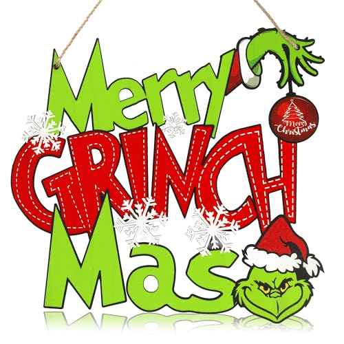 Sggvecsy Christmas Decorations Hanging Signs Merry Christmas Wooden Door Sign for Xmas Wall Window Indoor Outdoor Holiday Tree Yard Porch Decorations