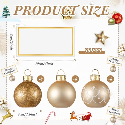 Civaner 24Pcs Christmas Ornament Place Card Holders & Name Cards Set - 3 Designs, 24 Holders, 36 Blank Cards