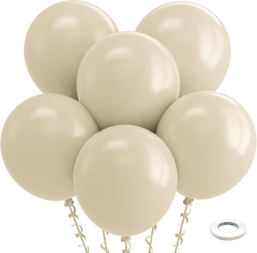 Bezente 18-Inch White Sand Balloons - 30 Pack of Thick, Large Round Latex Balloons for Parties & Events