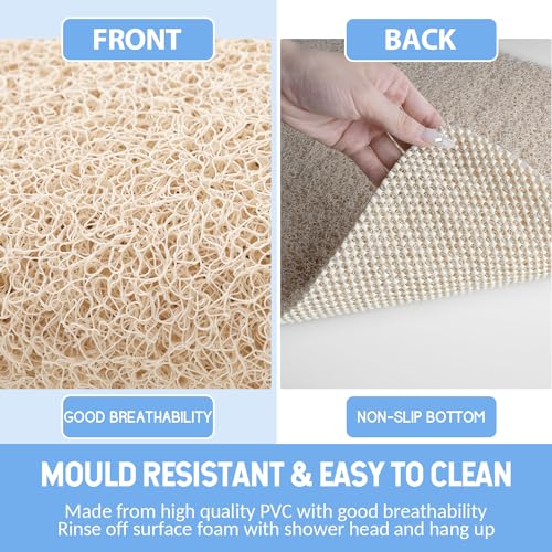 Non-Slip Bathtub Mat 36x24 Inches - Quick Dry, Anti Slip Shower Rug - Beige