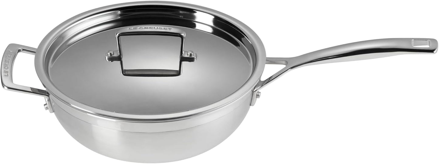 Le Creuset Stainless Steel Chef's Pan - Classic 3-Ply Design, 3.5qt Capacity