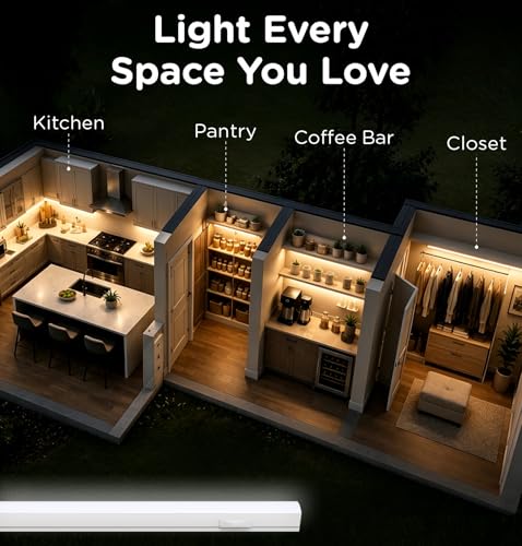 32 Inch Linkable Under Cabinet LED Lights Dimmable 3CCT Plug-in for Kitchen Shelf Closet - 4 Pack