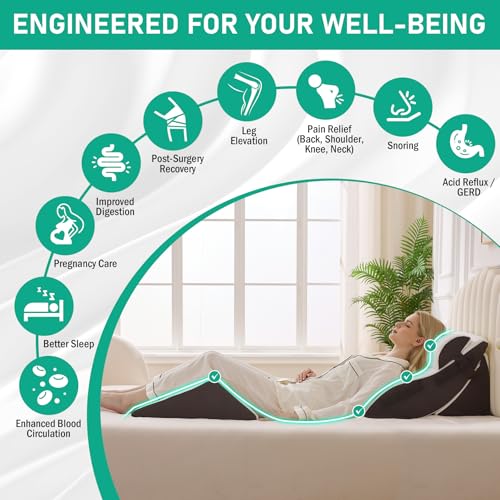 4PCS Wedge Pillow Set for After Surgery, White/Grey