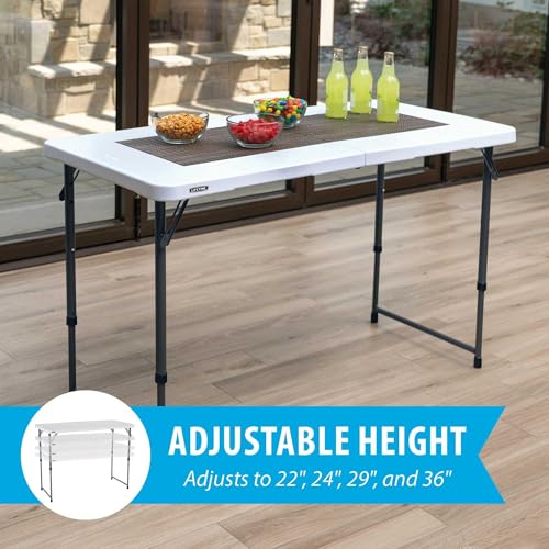 4-Foot Adjustable Folding Table - Portable, Stain-Resistant & Lightweight