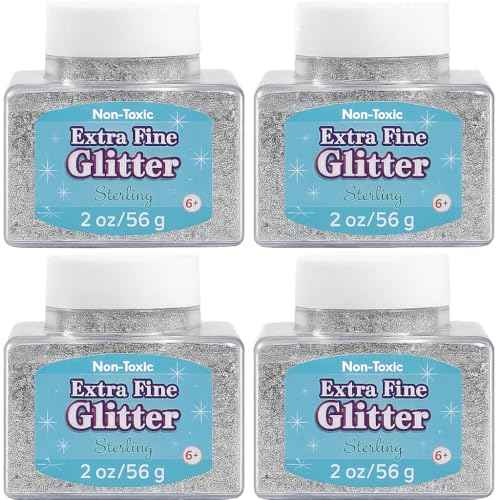 Sulyn Extra Fine Sterling Silver Glitter Stacker Jar, 2 Ounces, Non-Toxic, Stackable and Reusable Jar, Multiple Slot Openings for Easy Dispensing and Mess Reduction, SUL50861