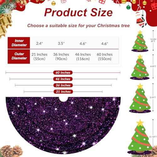 Purple Christmas Tree Skirt Large Tree Skirts 46 Inch Sparkly Velvet Tree Skirt Sequins Christmas Tree Stand Cover Royal Purple Tree Skirt Halloween Tree Skirts for Fall Christmas Tree Decor