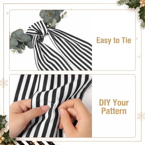 Black & White Wreath Sash — 55in Rustic Ribbon for Front Door Decor