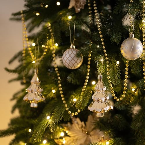 Valery Madelyn White Gold Christmas Tree Decorations Set 100pcs - Modern Holiday Ornaments