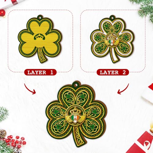 Irish Celtic Christmas Ornament with Shamrock and Knotwork - Handmade Irish Holiday Decoration