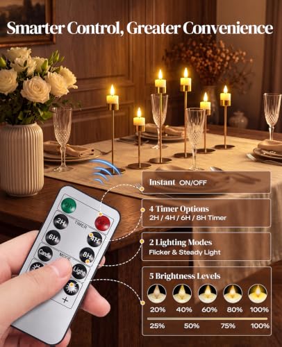 Yaungel 12-Pack Rechargeable Tea Lights with Remote & USB Charging Base