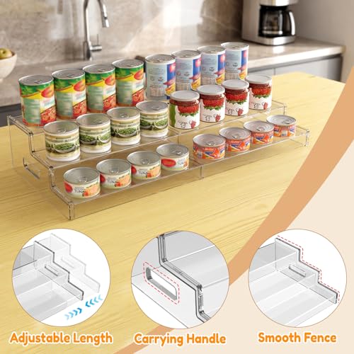Expandable Can Organizer for Pantry - 3-Tier Adjustable Acrylic Storage Rack