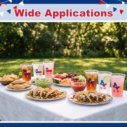 50 Pcs 16 oz Clear Texas Plastic Cups Bulk Party Disposable Drinkware
