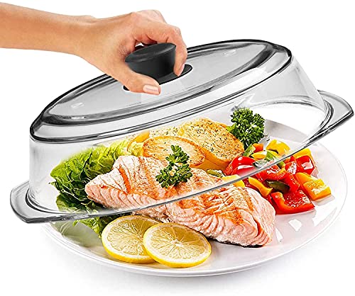 Bezrat 10-Inch Tall Glass Microwave Cover with Silicone Handle - Black Variation