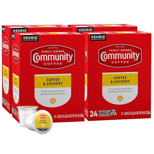 Community Coffee & Chicory Coffee Pods - 24 Count Pack of 4, Medium-Dark Roast, Compatible with Keurig 2.0