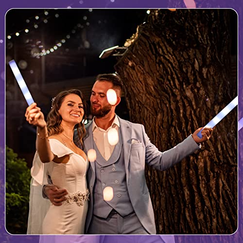 50 White Foam LED Glow Sticks Bulk with 3 Light Modes for Parties and Weddings - Variation of THIS listing
