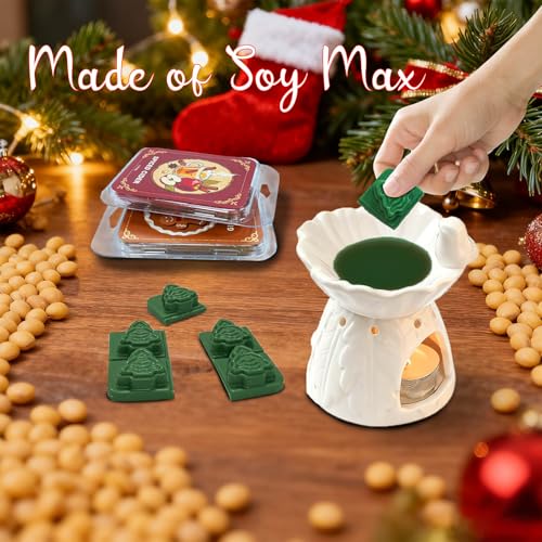 Christmas Scented Wax Melts Set - Winter Holiday Soy Cubes with Pine, Gingerbread, Peppermint & Spiced Cider