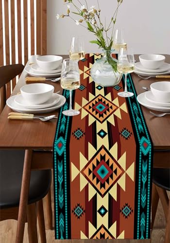 Southwestern Table Runner 60 Inches Long for Dining Table, Cotton